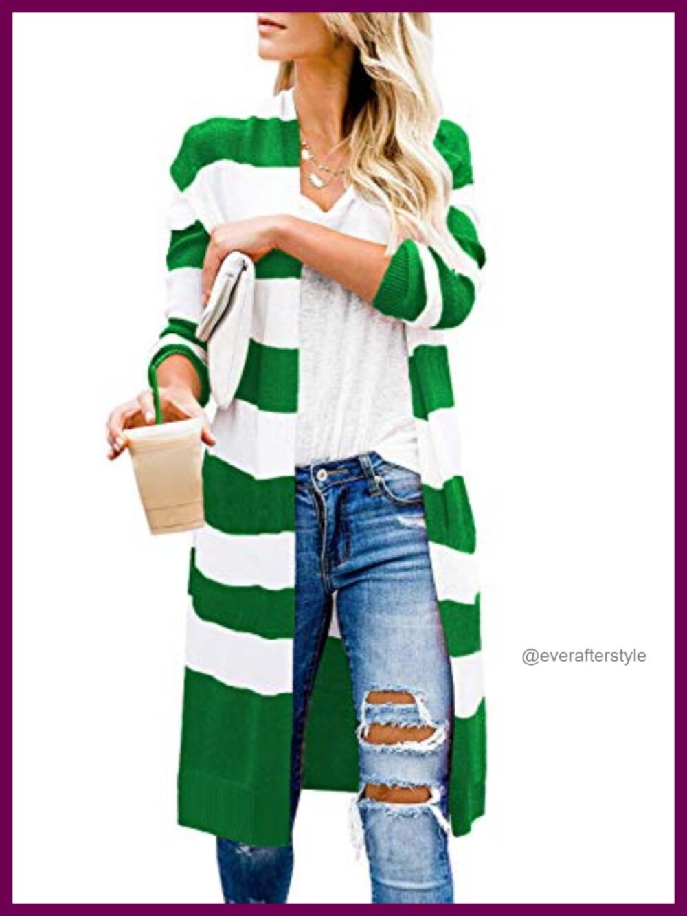 Women's Long Open Front Knit Cardigan Sweater Loose Fit Knee Length